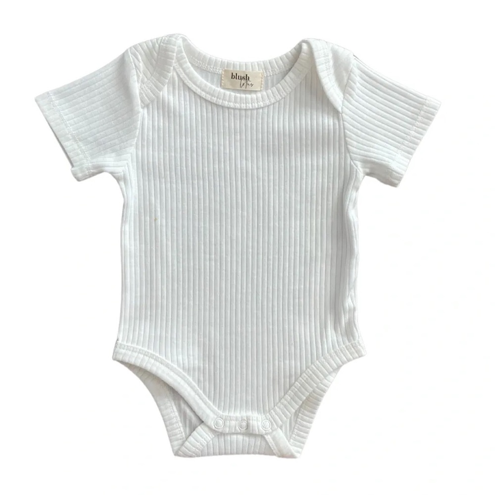 WHITE | Ribbed organic baby toddler bodysuits